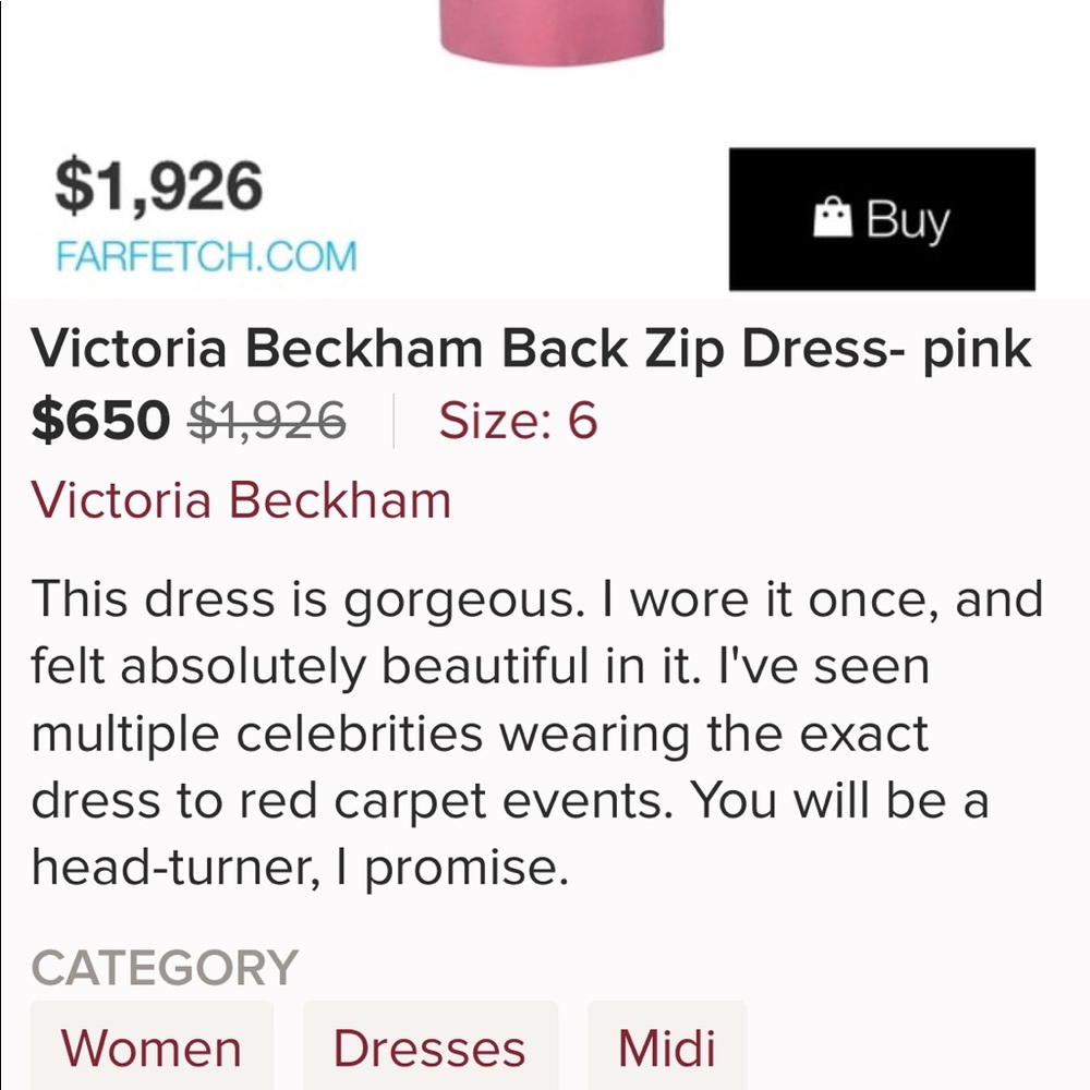 Victoria Beckham pink pencil dress. - Picture 4 of 5